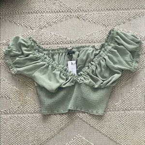 Light Green Ruffled Crop Top